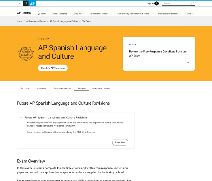 Branded design for course pages, Spanish course