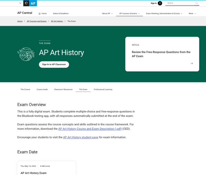 AP course page on College Board's AP Central site