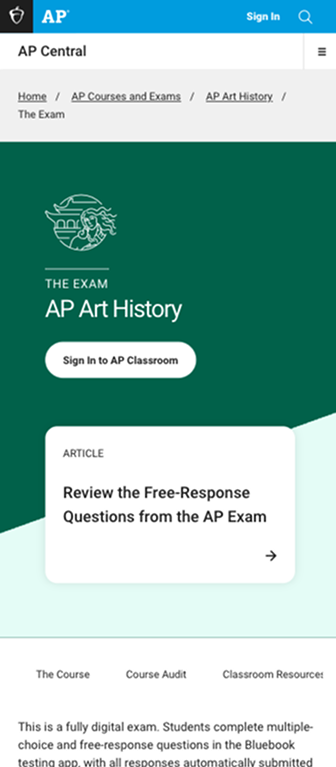 AP course branding, mobile view